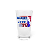 EmpireJeffTV Red and Blue Logo Pint Glass, 16oz